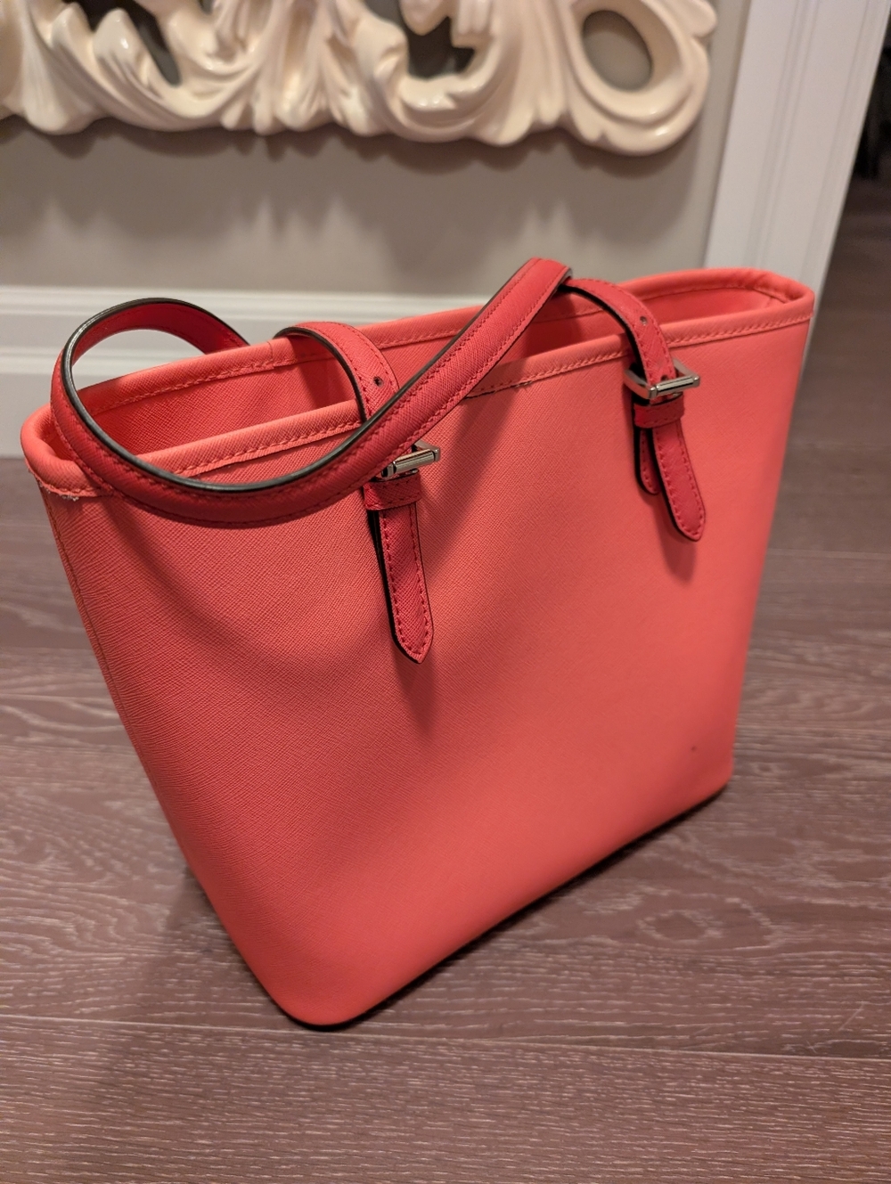 Michael Kors Coral Pink Saffiano Leather Tote - Picture 2 of 3